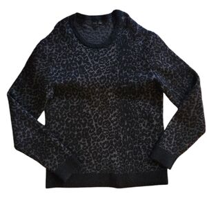 John Varvatos Black Leopard Mohair Wool Blend Sweater Men's XL